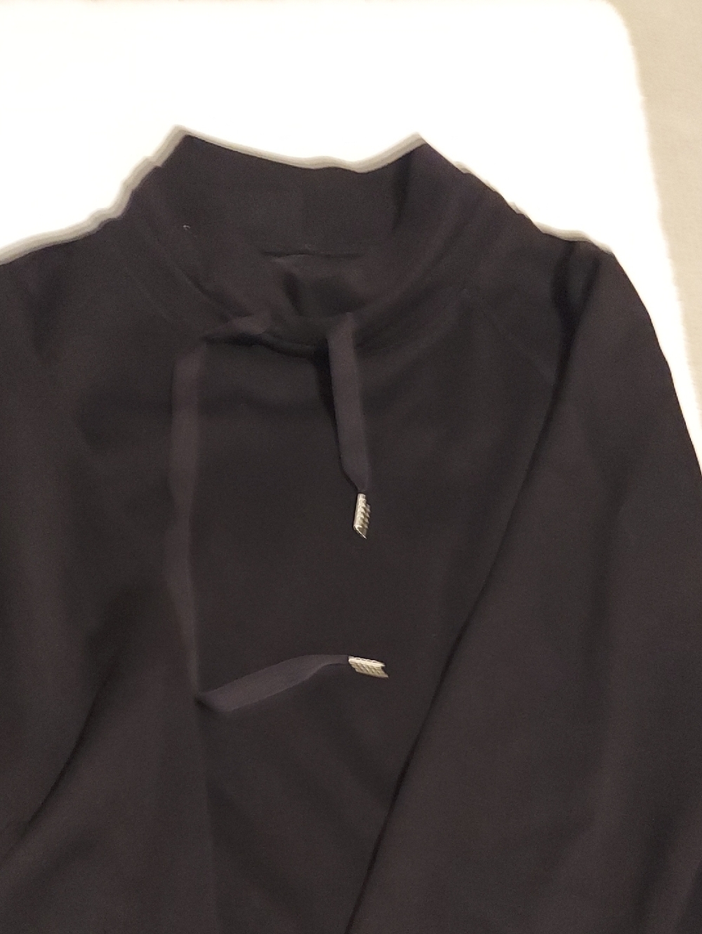 Black Funnel Neck Drawstring Sweatshirt